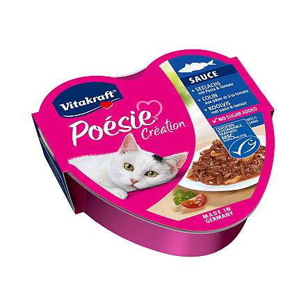 Vitakraft kattenvoer Poésie Création Koolvis, Pasta en Tomaat in Saus 85 gr