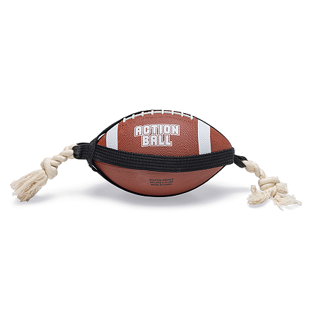 Beeztees Action Rugbybal met Touw Bruin