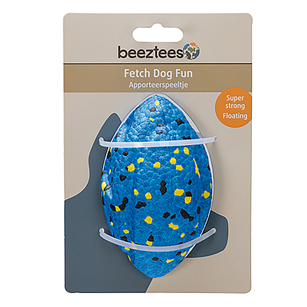 Beeztees Fetch Foam Rugbybal Algo Blauw