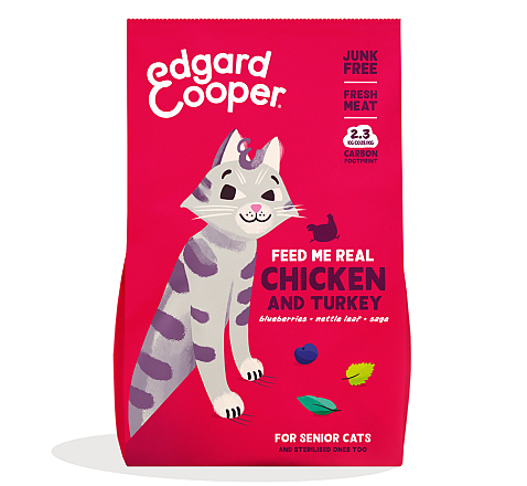 Edgard & Cooper kattenvoer Senior Kip en Kalkoen 2 kg