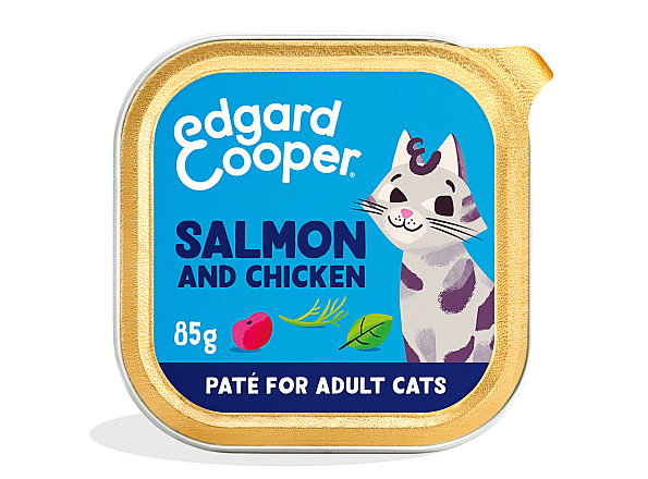 Edgard & Cooper kattenvoer Adult MSC Zalm & Kip Paté 85 gr